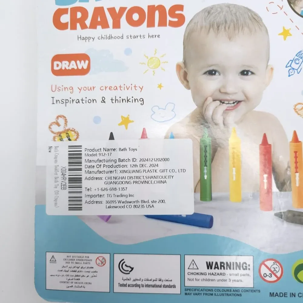 BATH CRAYONS 10 PCS Kids Bath Drawing Washable Color Crayons Tub‎ Toys 3+